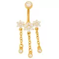 Gold-Tone CZ Flower Dangle Belly Ring - 14 Gauge at Spencer's