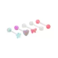 Multi-Pack Purple Pink and Blue Charm Acrylic Tongue Barbells 5 Pack - 14 Gauge at Spencer's