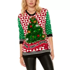 Light-Up Real Thicc n' Sprucy Christmas Sweater at Spencer's
