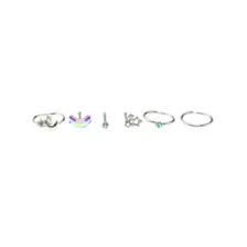 Multi-Pack CZ Star and Rainbow Nose Pin and Hoop Rings 6 Pack - 20 Gauge at Spencer's
