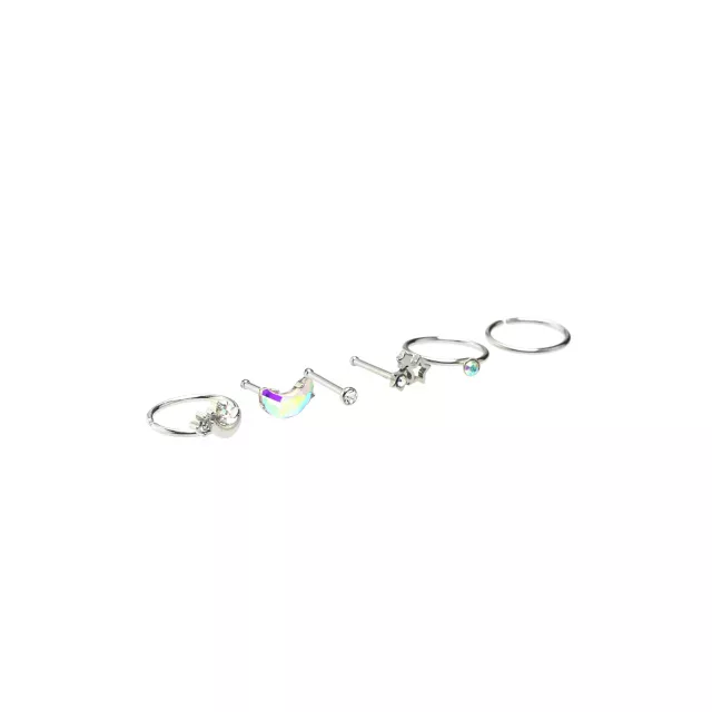 Multi-Pack CZ Star and Rainbow Nose Pin and Hoop Rings 6 Pack - 20 Gauge at Spencer's