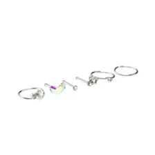 Multi-Pack CZ Star and Rainbow Nose Pin and Hoop Rings 6 Pack - 20 Gauge at Spencer's