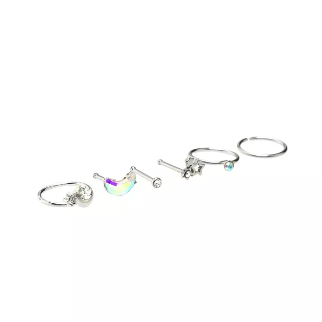 Multi-Pack CZ Star and Rainbow Nose Pin and Hoop Rings 6 Pack - 20 Gauge at Spencer's