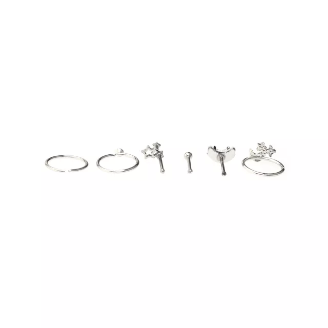 Multi-Pack CZ Star and Rainbow Nose Pin and Hoop Rings 6 Pack - 20 Gauge at Spencer's