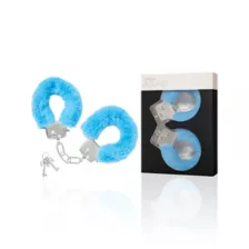 Light Blue Furry Handcuffs - Pleasure Bound at Spencer's
