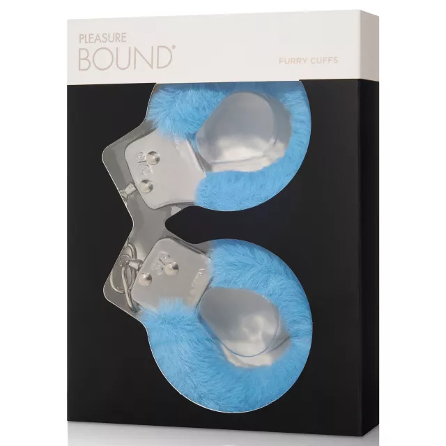 Light Blue Furry Handcuffs - Pleasure Bound at Spencer's