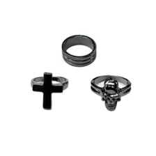 Multi-Pack Hematite Gothic Rings - 3 Pack at Spencer's