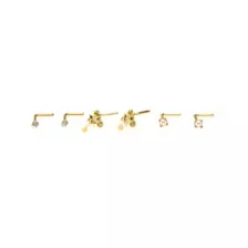 Multi-Pack Goldtone Bow Dangle and Pearl-Effect L-Bend Nose Pins 6 Pack - 20 Gauge at Spencer's
