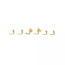 Multi-Pack Goldtone Bow Dangle and Pearl-Effect L-Bend Nose Pins 6 Pack - 20 Gauge at Spencer's