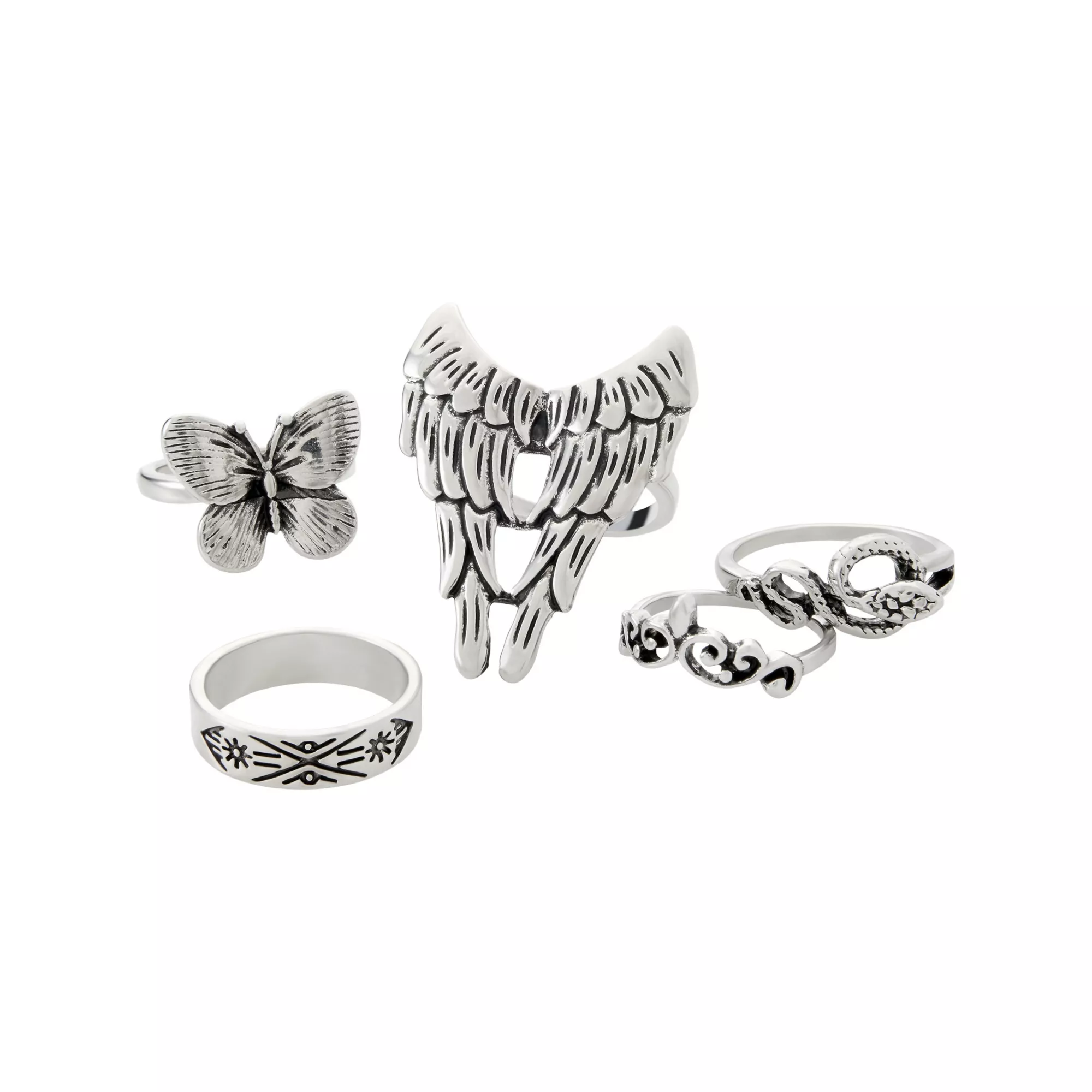 Multi-Pack Butterfly Wings Snake Rings - 5 Pack at Spencer's