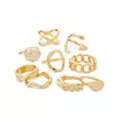 Multi-Pack Pearl-Effect Gold-Tone Assorted Rings - 9 Pack at Spencer's