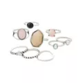 Multi-Pack Black and Pink Moonstone Rings - 9 Pack at Spencer's