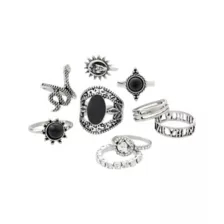 Multi-Pack Black Snake Sun Moon Rings - 9 Pack at Spencer's
