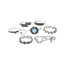 Multi-Pack Moonstone Leaf Flower Rings - 9 Pack at Spencer's