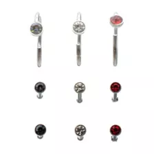 Multi-Pack Red Clear and Violet Gem Nose Pins and Hoops 9 Pack - 20 Gauge at Spencer's