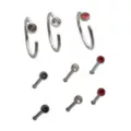 Multi-Pack Red Clear and Violet Gem Nose Pins and Hoops 9 Pack - 20 Gauge at Spencer's