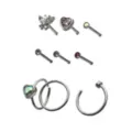 Multi-Pack Butterfly Heart Gem Nose Pins and Hoops 9 Pack - 20 Gauge at Spencer's