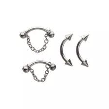 Multi-Pack Spiked and Chain Curved Barbells 4 Pack - 16 Gauge at Spencer's