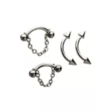 Multi-Pack Spiked and Chain Curved Barbells 4 Pack - 16 Gauge at Spencer's