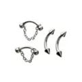 Multi-Pack Spiked and Chain Curved Barbells 4 Pack - 16 Gauge at Spencer's