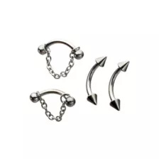 Multi-Pack Spiked and Chain Curved Barbells 4 Pack - 16 Gauge at Spencer's