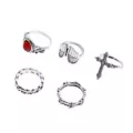 Multi-Pack Red Stone Cross Rings - 5 Pack at Spencer's