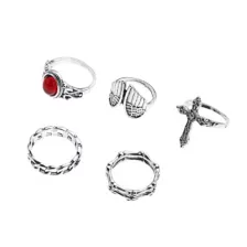 Multi-Pack Red Stone Cross Rings - 5 Pack at Spencer's