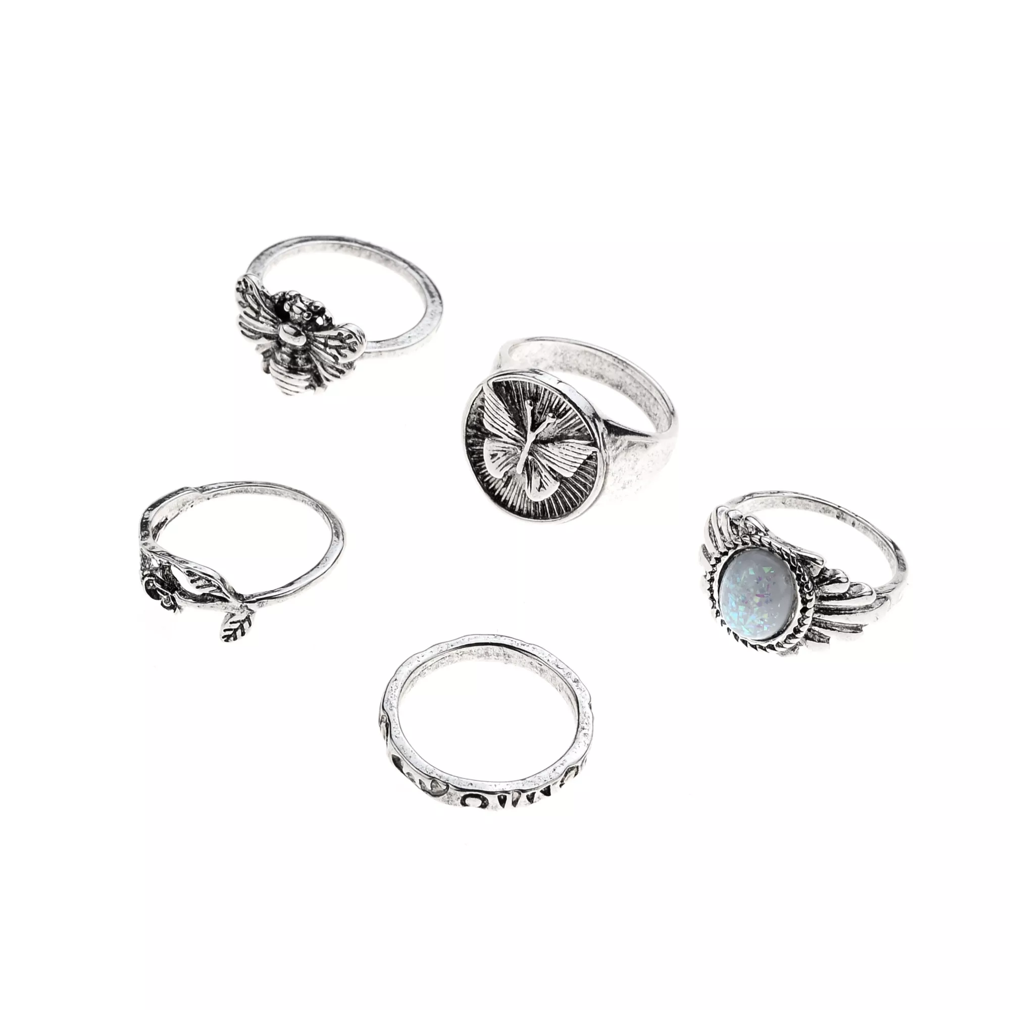 Multi-Pack Butterfly Moth Rings - 5 Pack at Spencer's