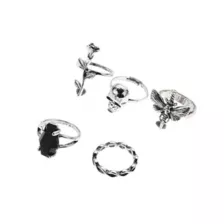 Multi-Pack Flower Skull Stone Rings - 5 Pack at Spencer's