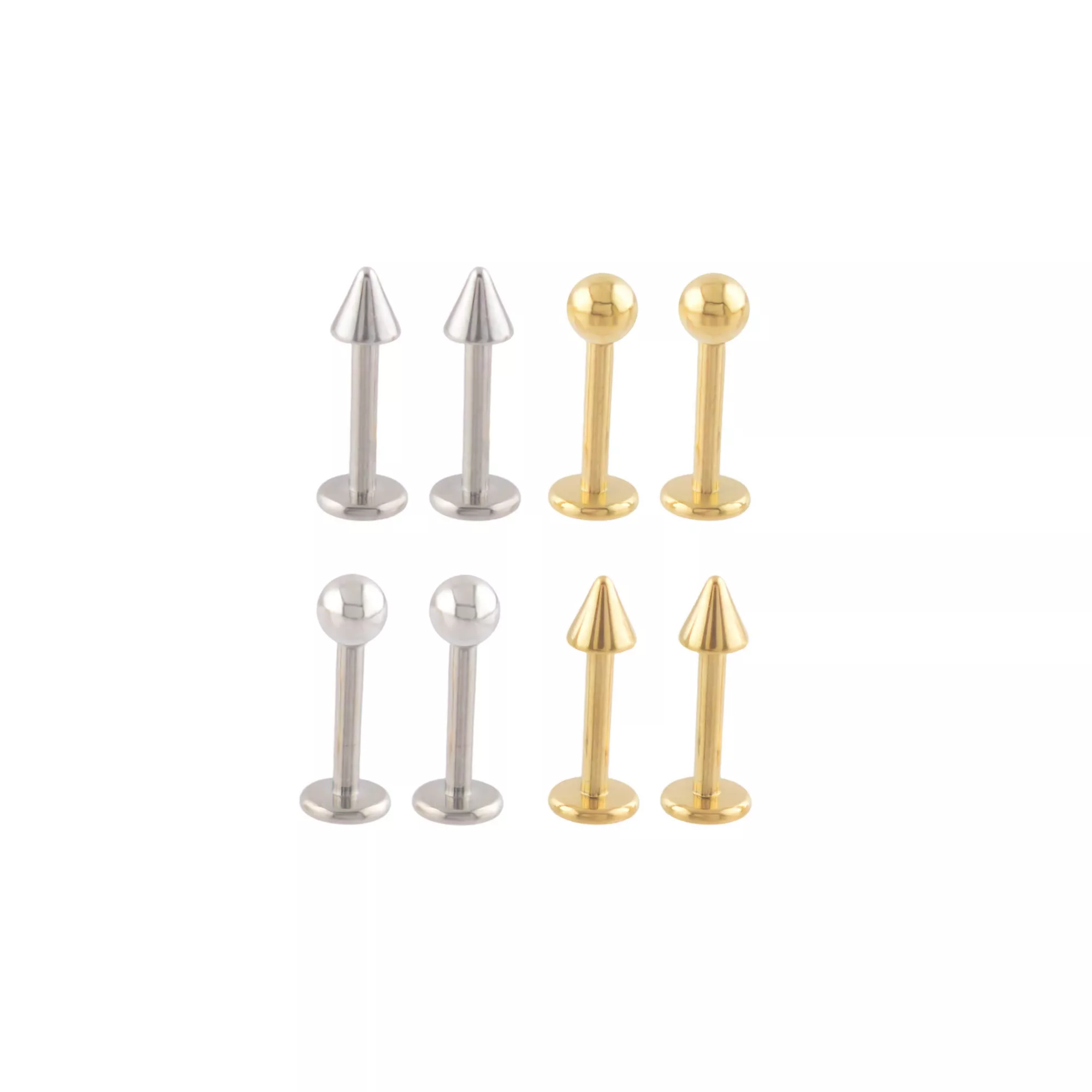 Multi-Pack Spiked and Ball Titanium Labret Lip Rings 8 Pack - 16 Gauge at Spencer's