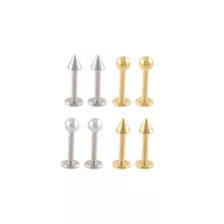Multi-Pack Spiked and Ball Titanium Labret Lip Rings 8 Pack - 16 Gauge at Spencer's