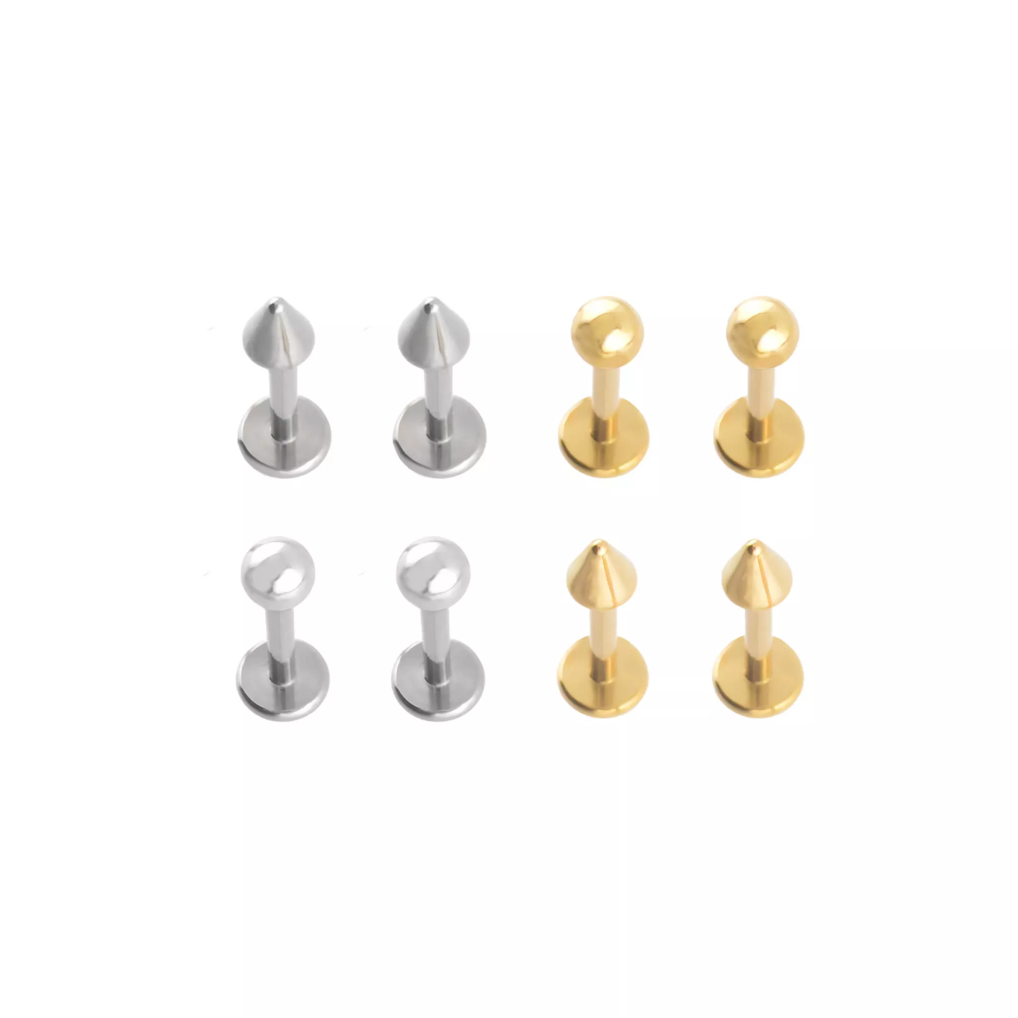 Multi-Pack Spiked and Ball Titanium Labret Lip Rings 8 Pack - 16 Gauge at Spencer's