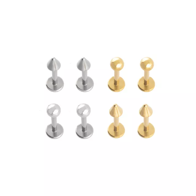 Multi-Pack Spiked and Ball Titanium Labret Lip Rings 8 Pack - 16 Gauge at Spencer's