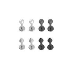 Multi-Pack Silvertone and Black Basic Spiked Labret Rings 8 Pack - 16 Gauge at Spencer's