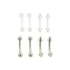 Multi-Pack Titanium and Acrylic Curved Barbells 8 Pack - 16 Gauge at Spencer's