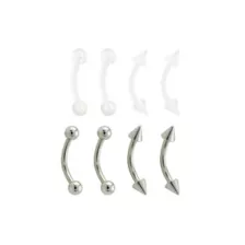 Multi-Pack Titanium and Acrylic Curved Barbells 8 Pack - 16 Gauge at Spencer's