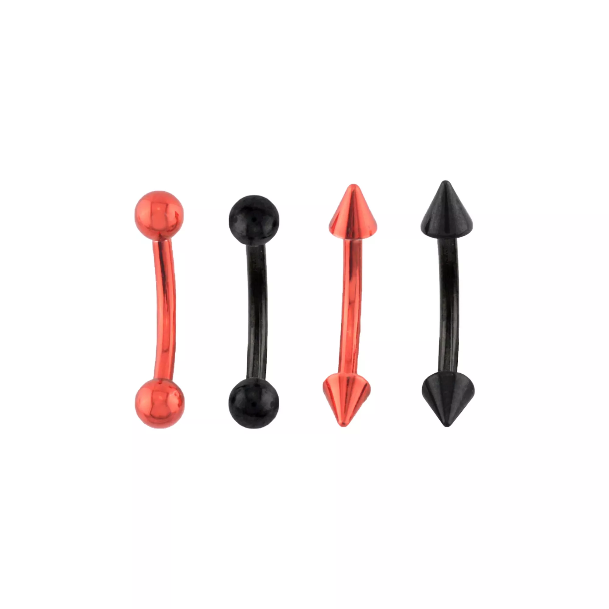 Multi-Pack Black and Red Curved Barbells 4 Pack - 16 Gauge at Spencer's