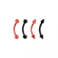 Multi-Pack Black and Red Curved Barbells 4 Pack - 16 Gauge at Spencer's