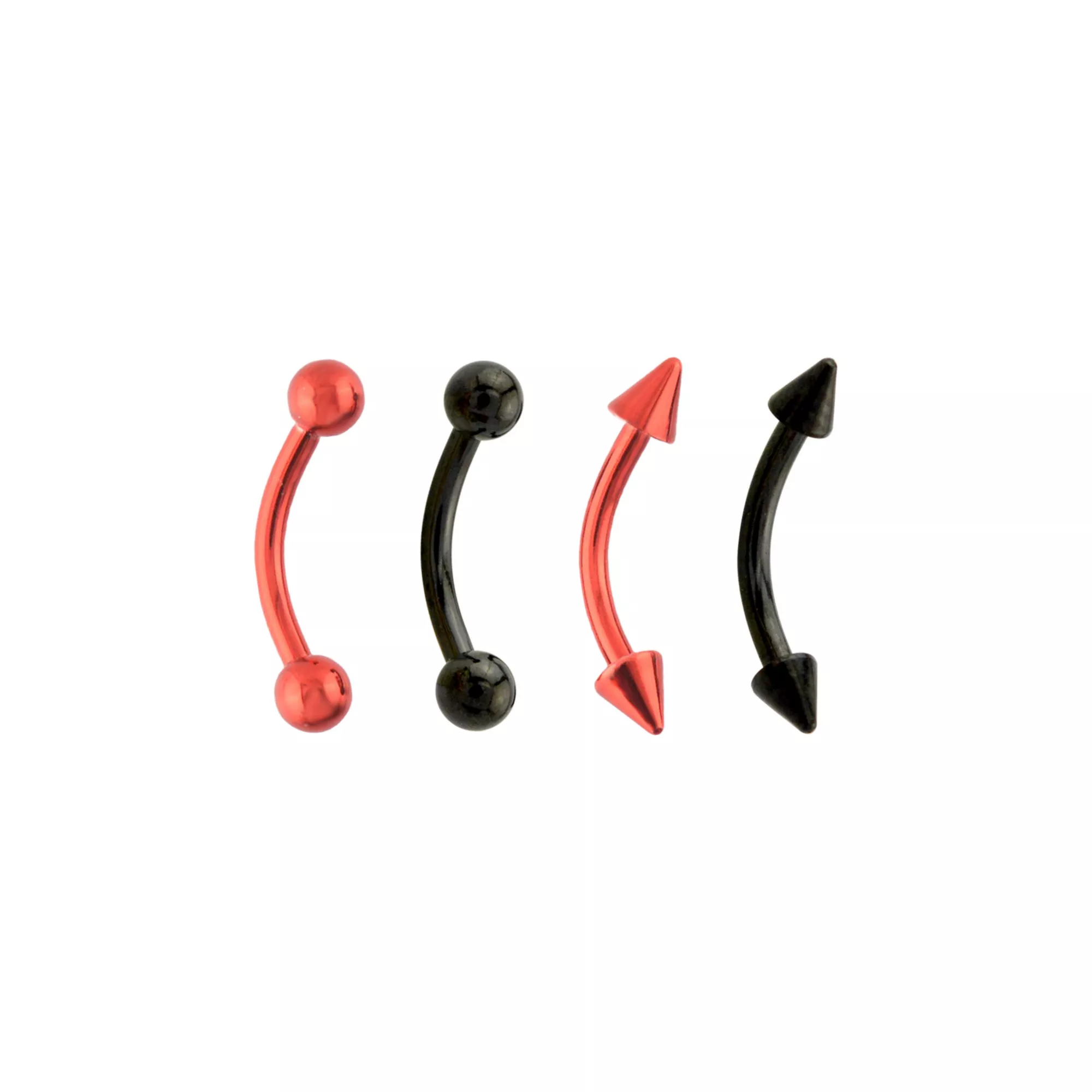 Multi-Pack Black and Red Curved Barbells 4 Pack - 16 Gauge at Spencer's