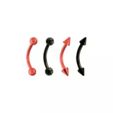 Multi-Pack Black and Red Curved Barbells 4 Pack - 16 Gauge at Spencer's