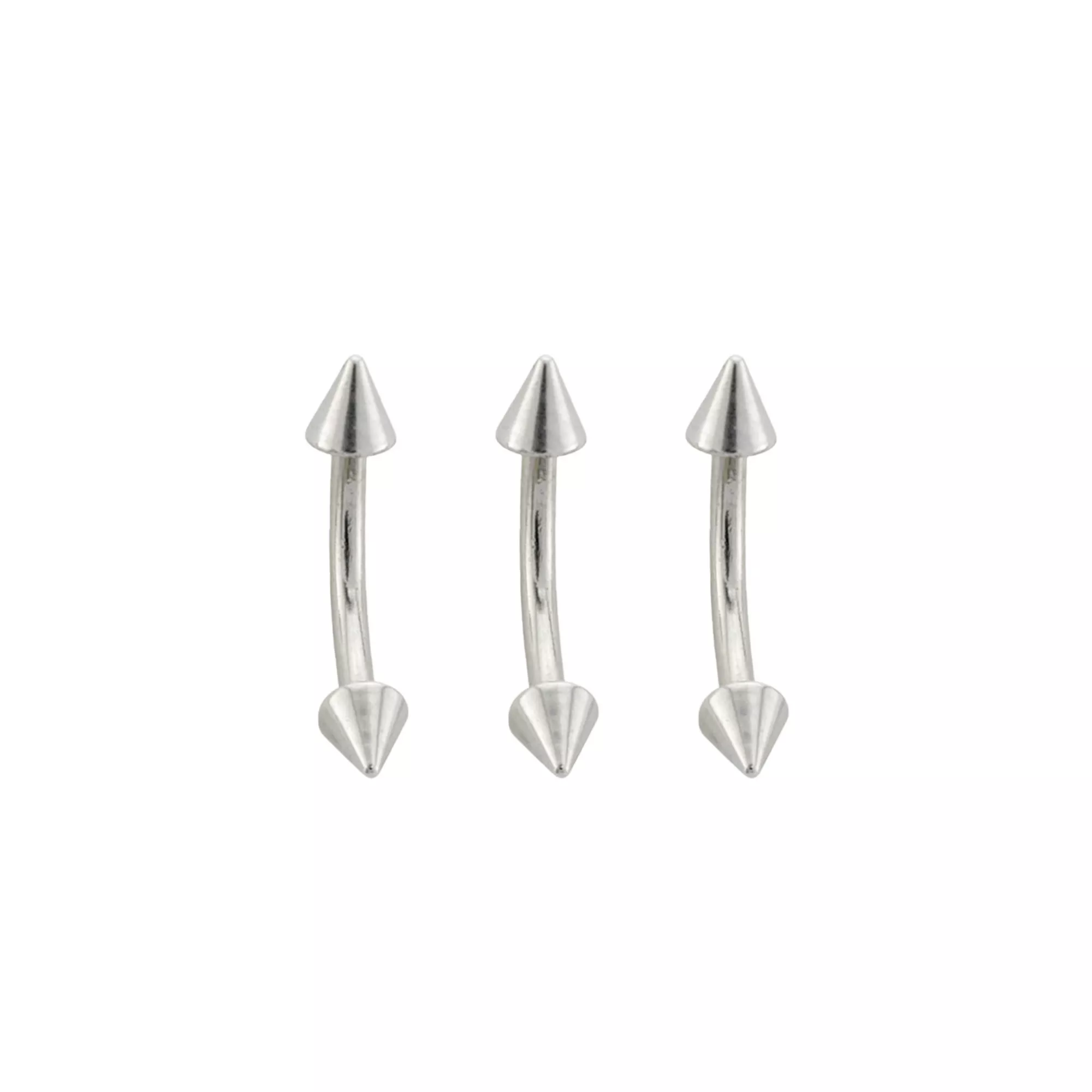 Multi-Pack Spiked Titanium Internally Threaded Curved Barbells 3 Pack - 16 Gauge at Spencer's