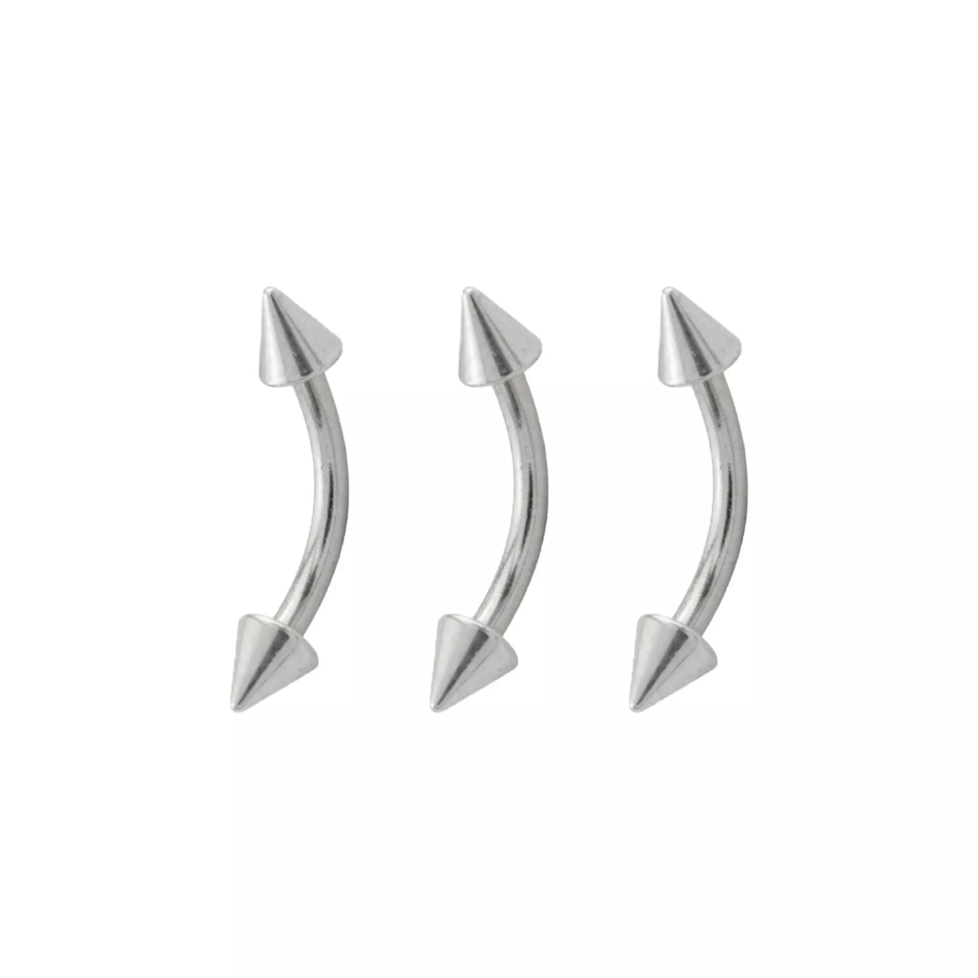 Multi-Pack Spiked Titanium Internally Threaded Curved Barbells 3 Pack - 16 Gauge at Spencer's