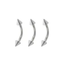 Multi-Pack Spiked Titanium Internally Threaded Curved Barbells 3 Pack - 16 Gauge at Spencer's