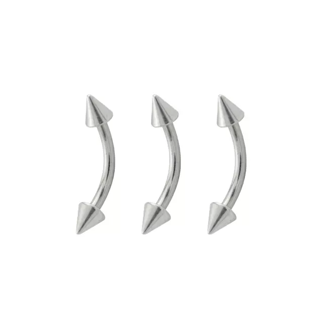 Multi-Pack Spiked Titanium Internally Threaded Curved Barbells 3 Pack - 16 Gauge at Spencer's