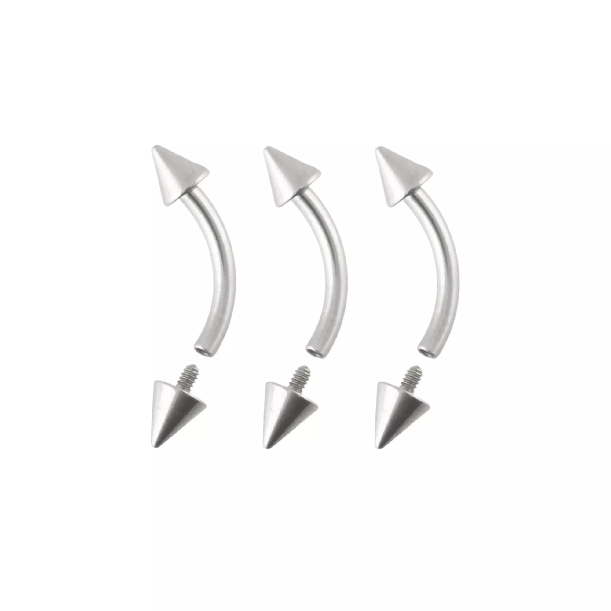 Multi-Pack Spiked Titanium Internally Threaded Curved Barbells 3 Pack - 16 Gauge at Spencer's