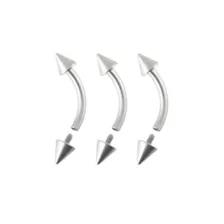 Multi-Pack Spiked Titanium Internally Threaded Curved Barbells 3 Pack - 16 Gauge at Spencer's