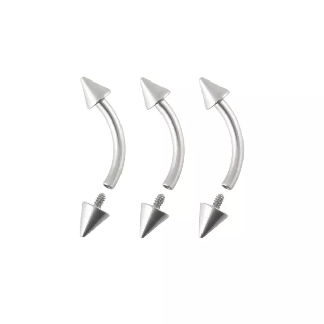 Multi-Pack Spiked Titanium Internally Threaded Curved Barbells 3 Pack - 16 Gauge at Spencer's