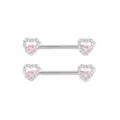 Pink CZ Heart Titanium Nipple Barbells - 14 Gauge at Spencer's