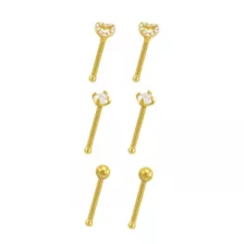 Multi-Pack CZ Goldtone Heart Nose Pins - 20 Gauge at Spencer's