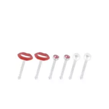 Multi-Pack Kiss Mark and Pearl-Effect Basic Nose Pins 6 Pack - 20 Gauge at Spencer's